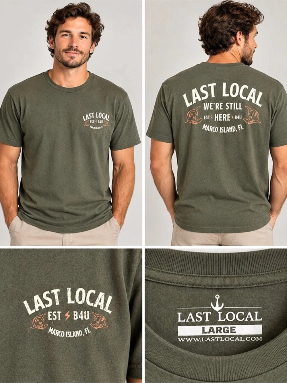 Last Local Short Sleeve Graphic Tee in Green Large Like New